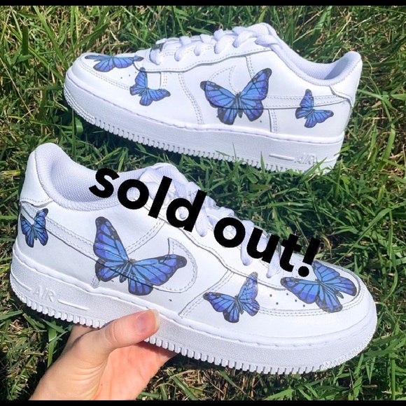 Nike Shoes - Nike Air Force 1 Custom Blue Butterfly Sneaker